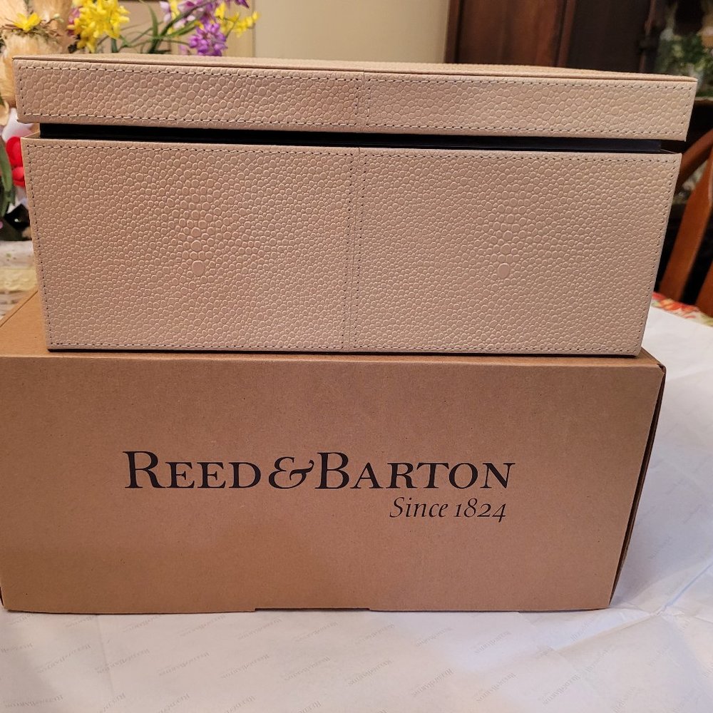 COPY - REED AND BARTON LARGE SHAGREEN LEATHER JEWELRY BOX